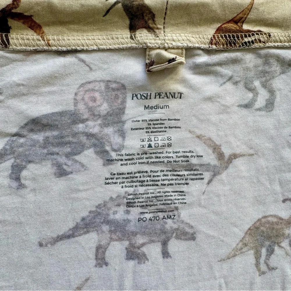 Posh Peanut Women’s “Vintage Dinosaur” Tan Bamboo Robe – Medium - Picture 2 of 5